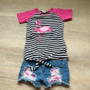 Girls Sparkle in Pink flamingo outfit